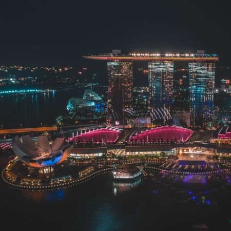 Singapore skyline vertical distant shot